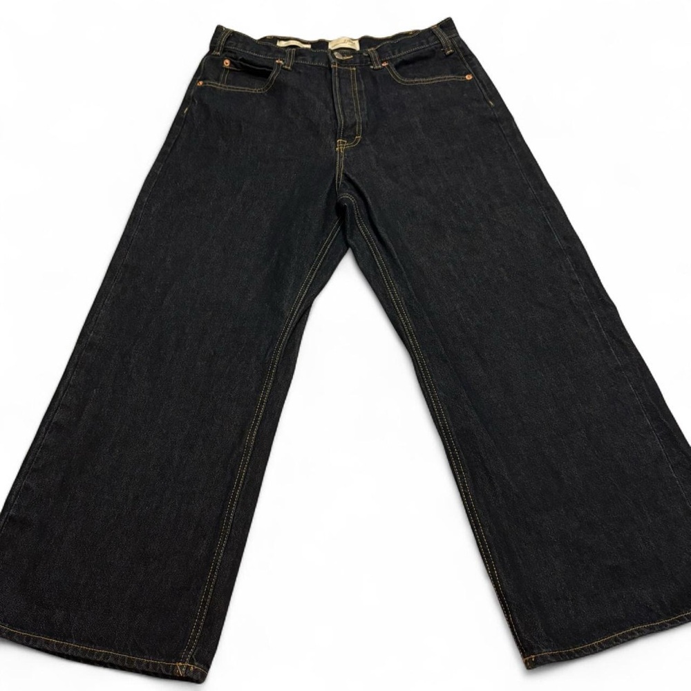 Universal Thread Dark Wash Selvedge Cropped Wide Leg Jeans